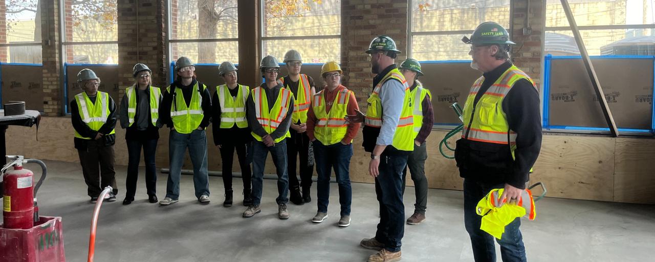 OSH Students on a tour of a Rockford Construction Site